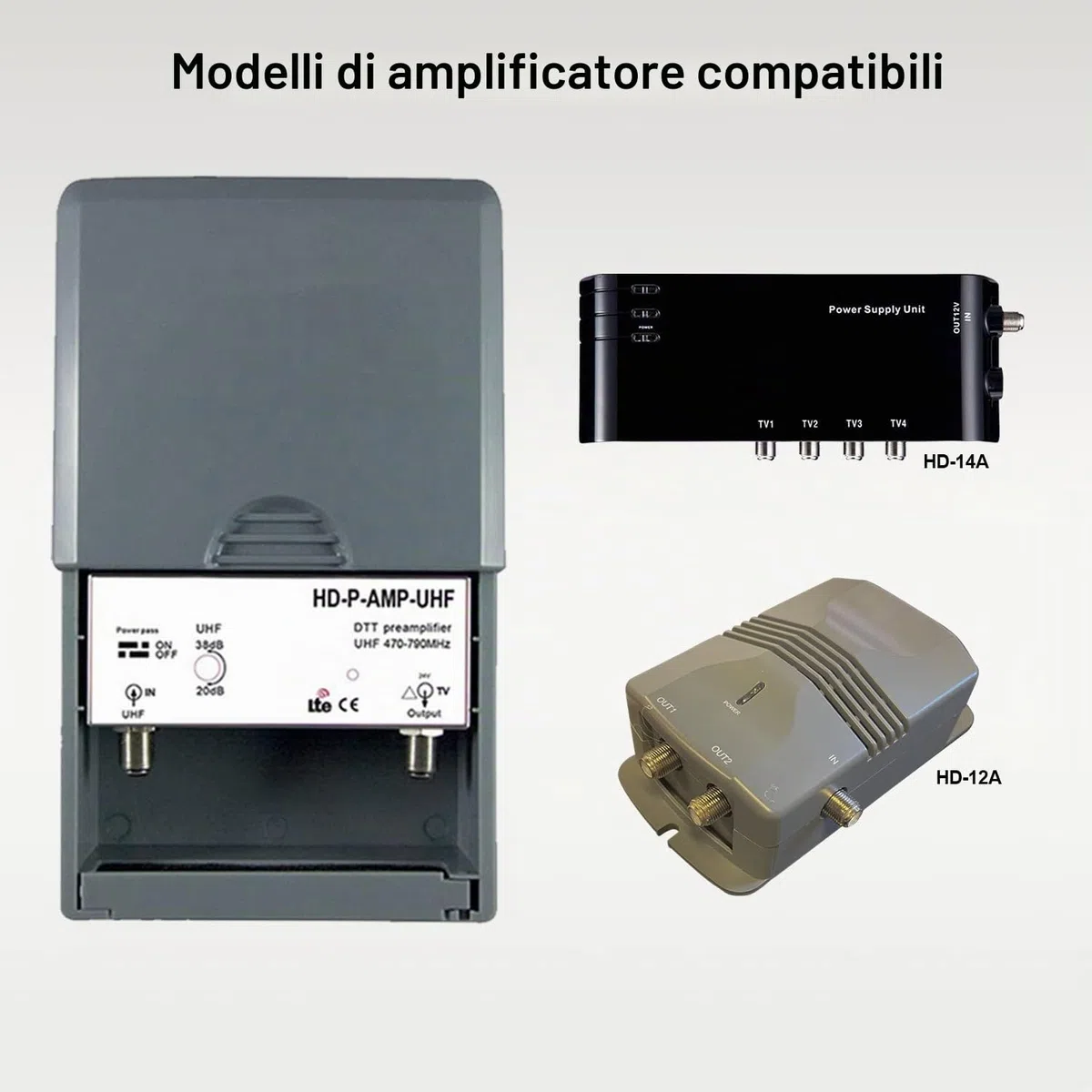 LEYF Preamplificatore TV/Guadagno regolabile 15-38dB/Amplificatore Antenna TV/Ampli per TNT HD Segnale UHF 470-790MHz