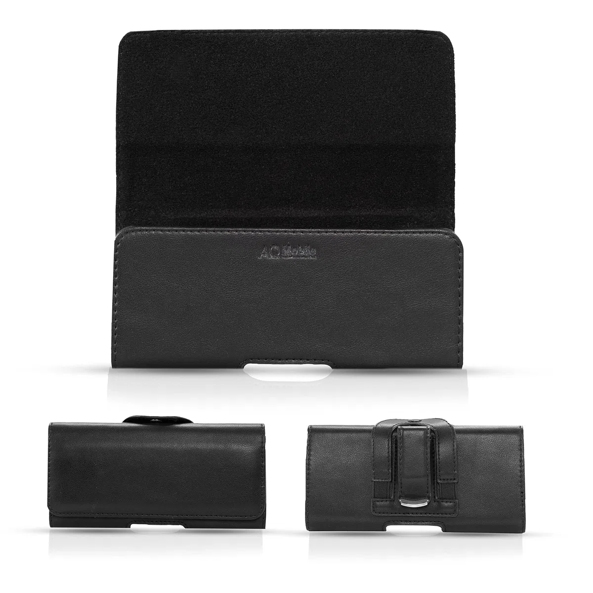 Marsupio per Apple iPhone 17 I iPhone 17 Pro, pelle nera, chiusura magnetica, clip per cintura