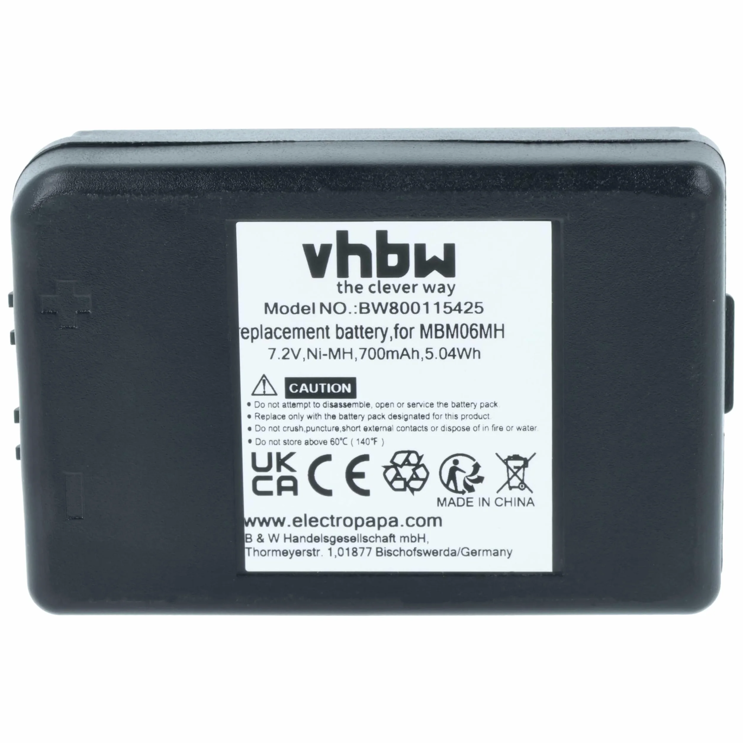 vhbw batteria sostituisce Autec MBM06MH per Radiocomando Industriale, Telecomando (700mAh, 7,2V, NiMH) - Nero