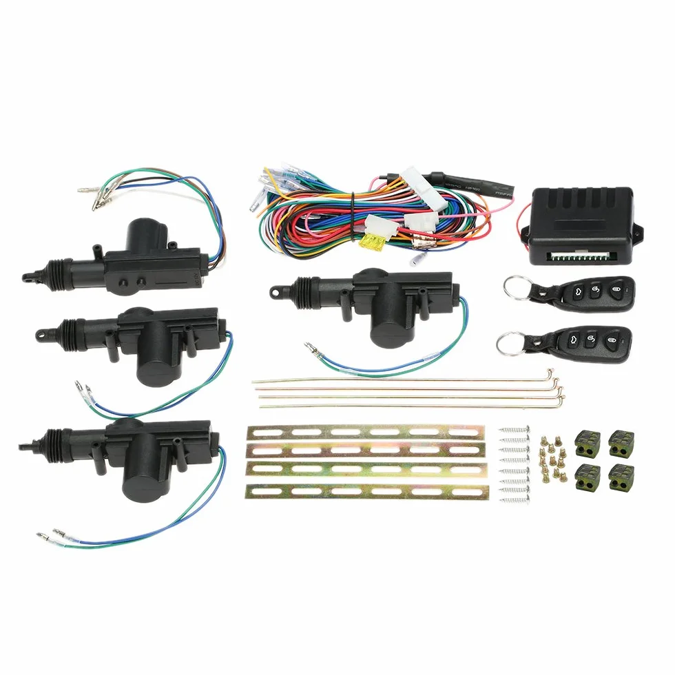 Chiusura Centralizzata Auto, 12V Kit Serratura Smart per Auto, con 4 Attuatori per Serratura Porta e 2 Telecomandi, Viene Fornito con Allarme Auto e Pulsante di Rilascio Bagagli