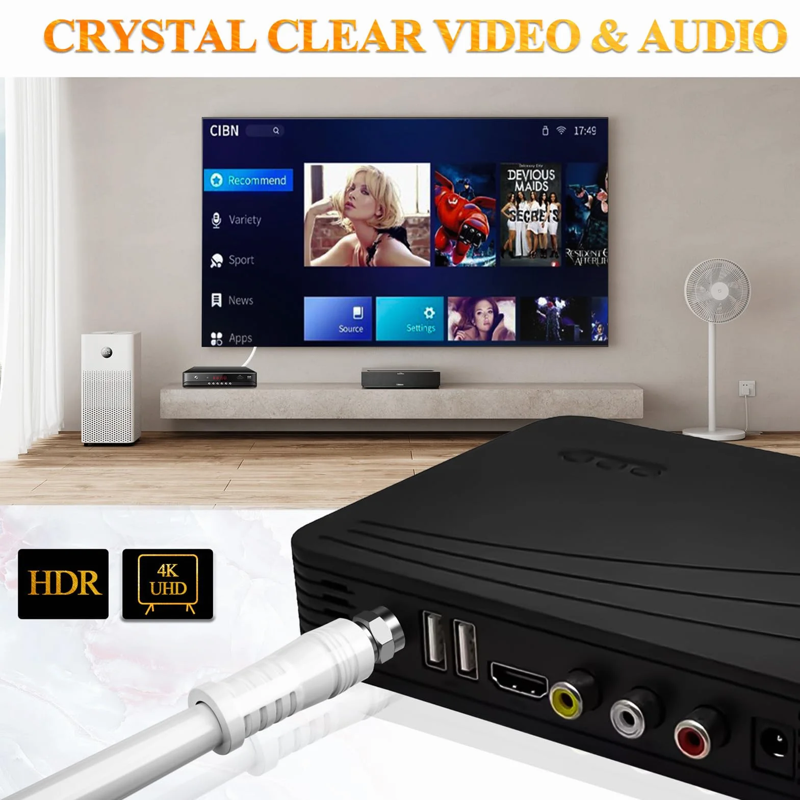 TUOLNK RG6 Cavo antenna TV da F maschio a F maschio RG6 Cavo coassiale con connettore di compressione F femmina 75 Ohm, per decoder via cavo, TV, satellite, router digitale 49,2 piedi (15M)