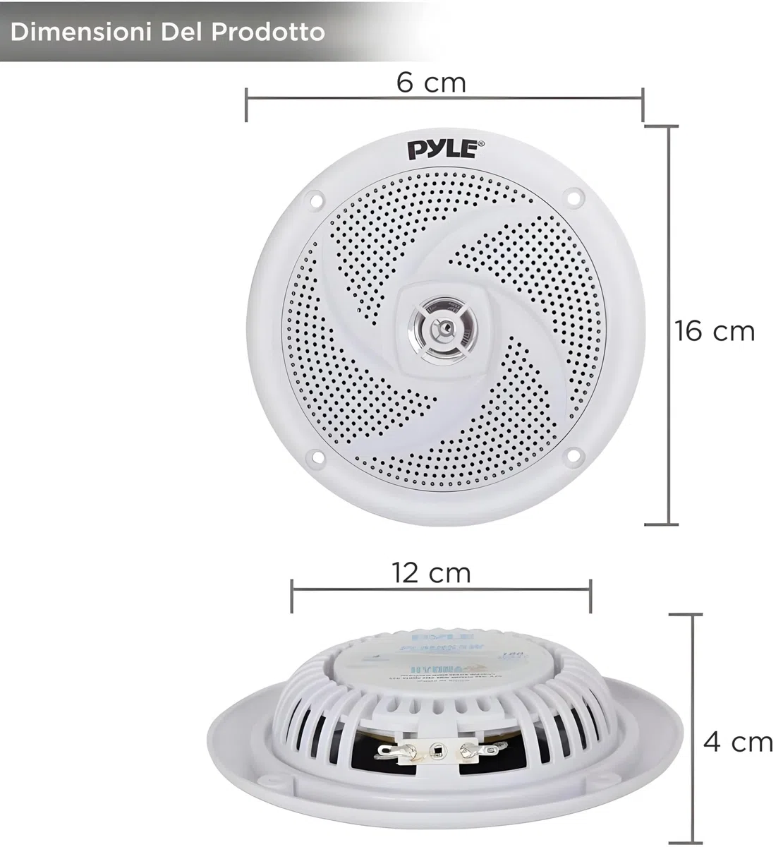 Pyle Altoparlanti Marini, Casse Audio 13,34 Centimetri, 2 Vie Impermeabili, Speaker con Potenza 180 Watt, Design a Profilo Basso, 1 Coppia, Bianco