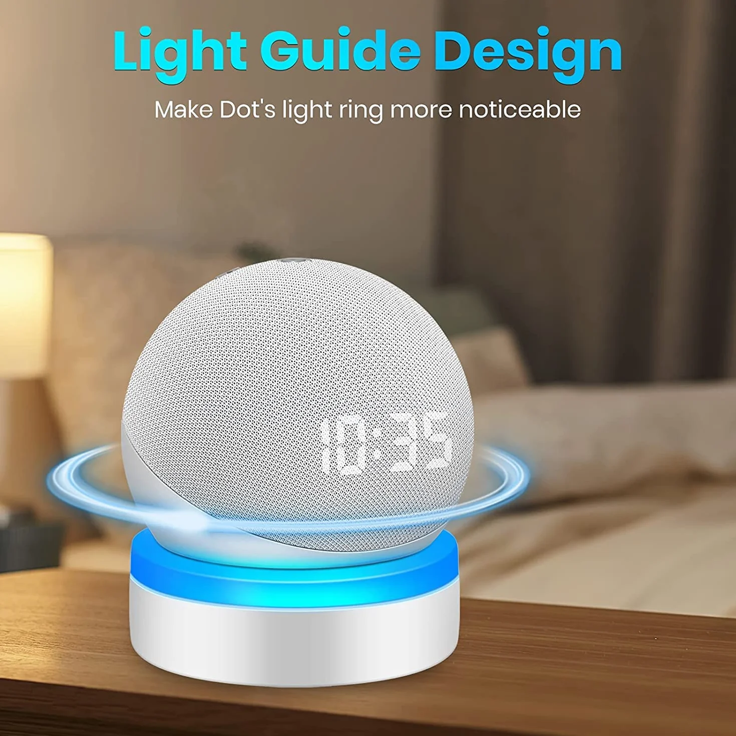 Holder For Amazon Echo Dot 4 / Echo Dot 5 (Not include echo dot),with Luminescent Desktop Stand Accessories with Integrated Cable Management, No Screws Required, Speaker Rack (White) WL808