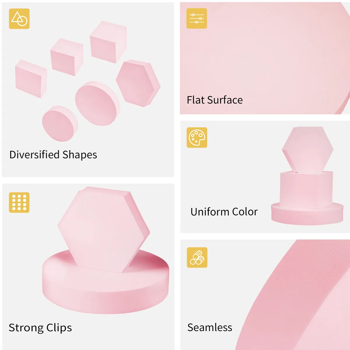 Selens Accessori di scena per fotografia, 6 stampi geometrici in schiuma a cubo, colore rosa