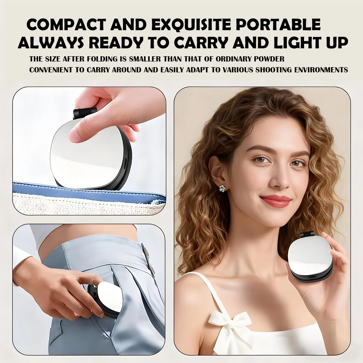 Vibe LED - Luce magnetica per selfie per iPhone, luce del telefono con specchio, fissaggio istantaneo per MagSafe, per selfie, videoconferenze