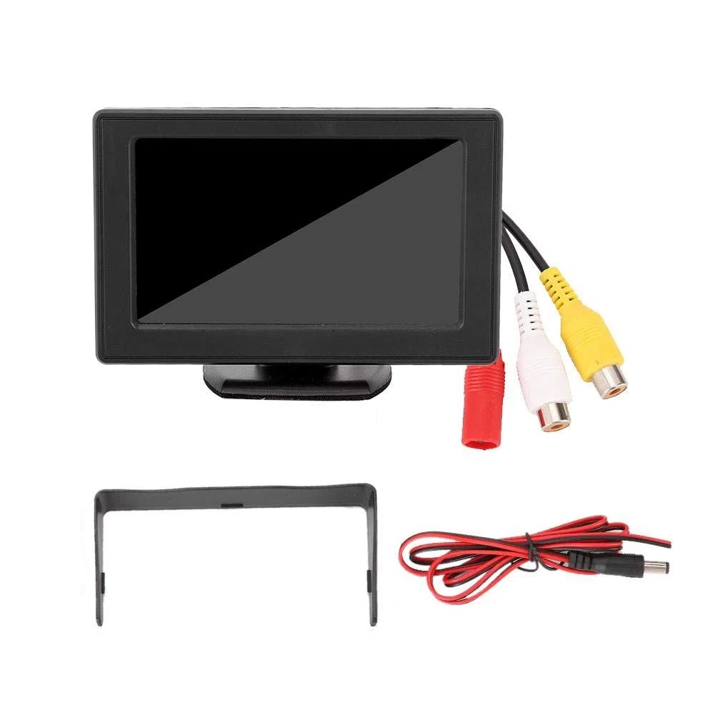 KIMISS Monitor per auto, schermo LCD in plastica TFT 4,3 pollici 3 W Monitor retrovisore a 2 vie con ingresso AV monitor HD per telecamera retromarcia DVD