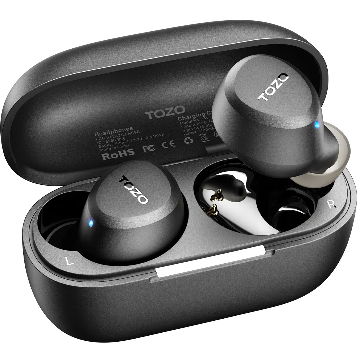 TOZO A1 Cuffie Bluetooth 5.3 con ORIGX Acustica 32 Ore Riproduzione EQ Regolazione Ultraleggero USB Tipo C IPX5 Nero