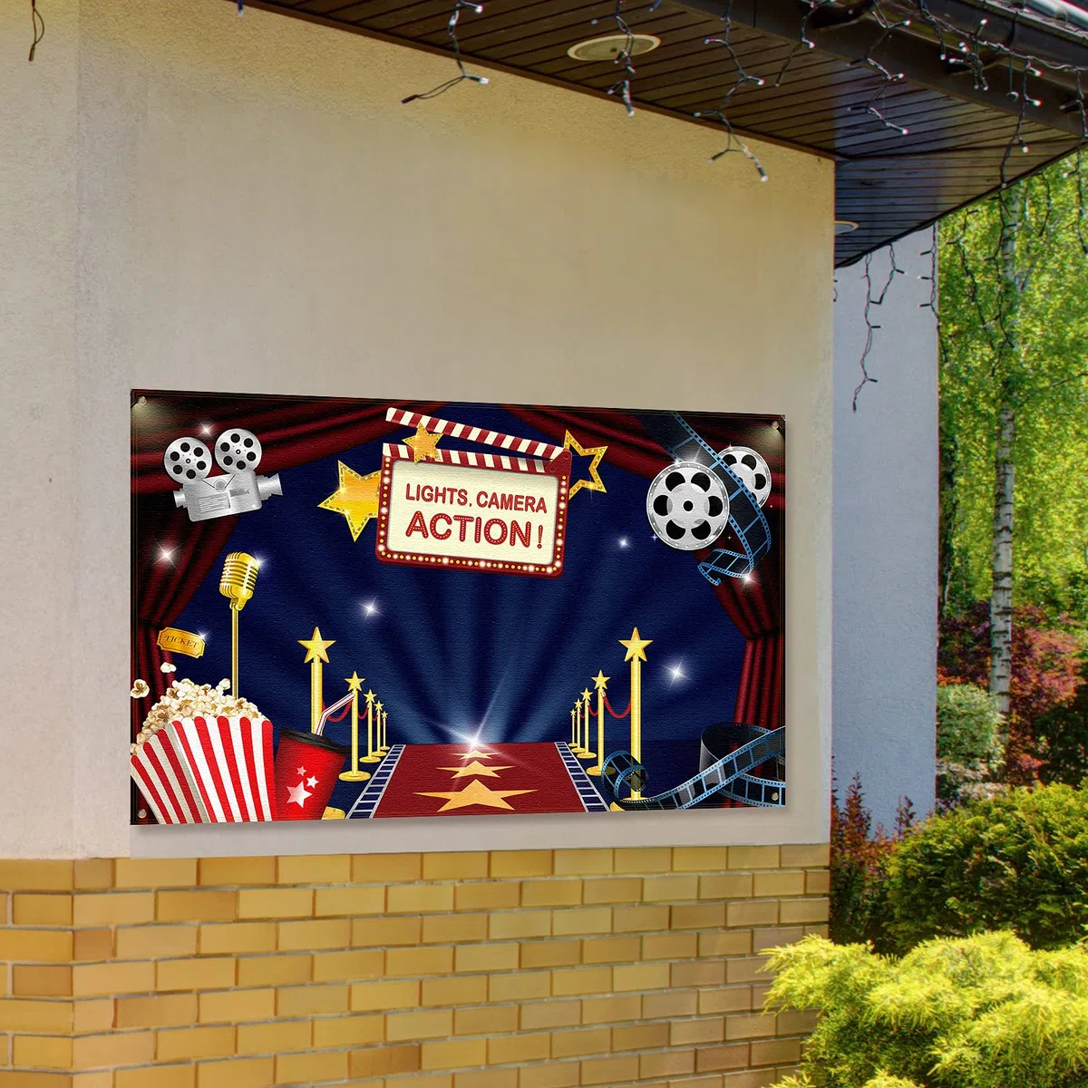 Decorazioni per feste a tema film Hollywood, grande sfondo in tessuto Hollywood per serate cinematografiche, feste di compleanno, eventi, premi, cerimonie fotografiche, sfondo fotografico, 180 x 100