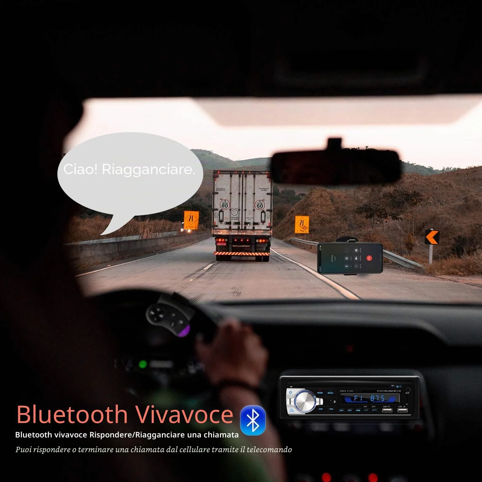 Autoradio Bluetooth vivavoce, Lifelf Radio stereo 4 x 65W 1 ricevitore radio per auto DIN con lettore MP3 Telecomando WMA FM, due porte USB, supporto iOS, Android (Non ha RDS/CD)