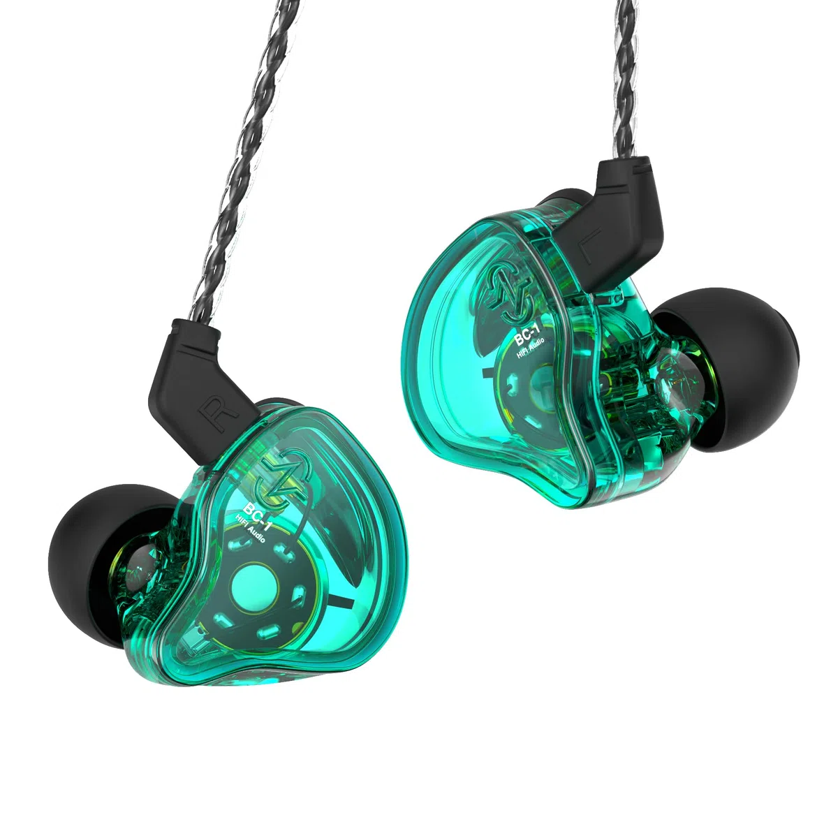 CCZ Melody Monitor In-Ear, cuffie in-ear cablate, cuffie senza microfono, IEM HiFi-Bass con 1DD 1BA, alette auricolari, cavo 4N OFC per musicisti, cantanti, batteristi, sul palco, studio