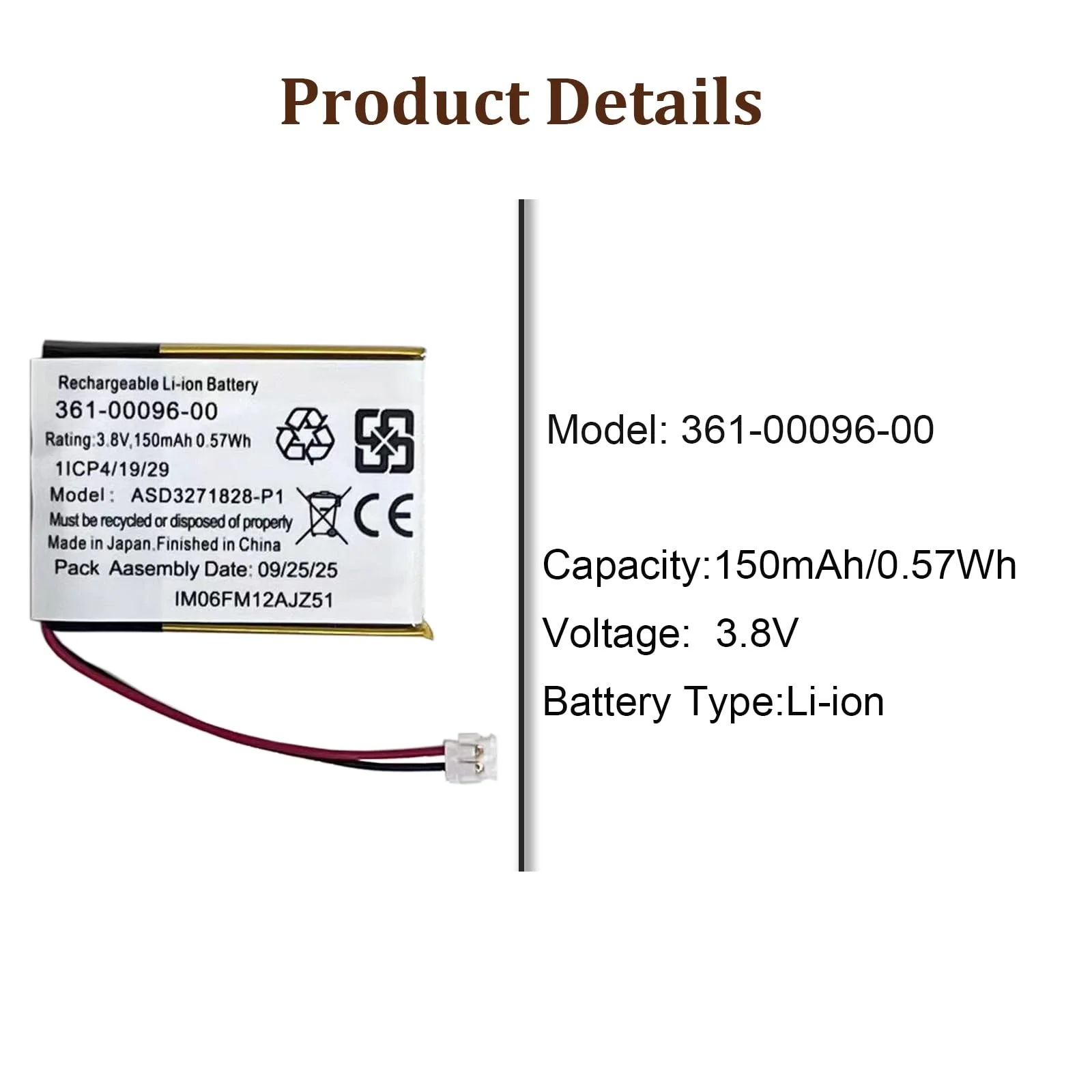 Batteria di ricambio 361-00096-00 compatibile con Gar-min Fenix5s GPS Sport Training Watch 3