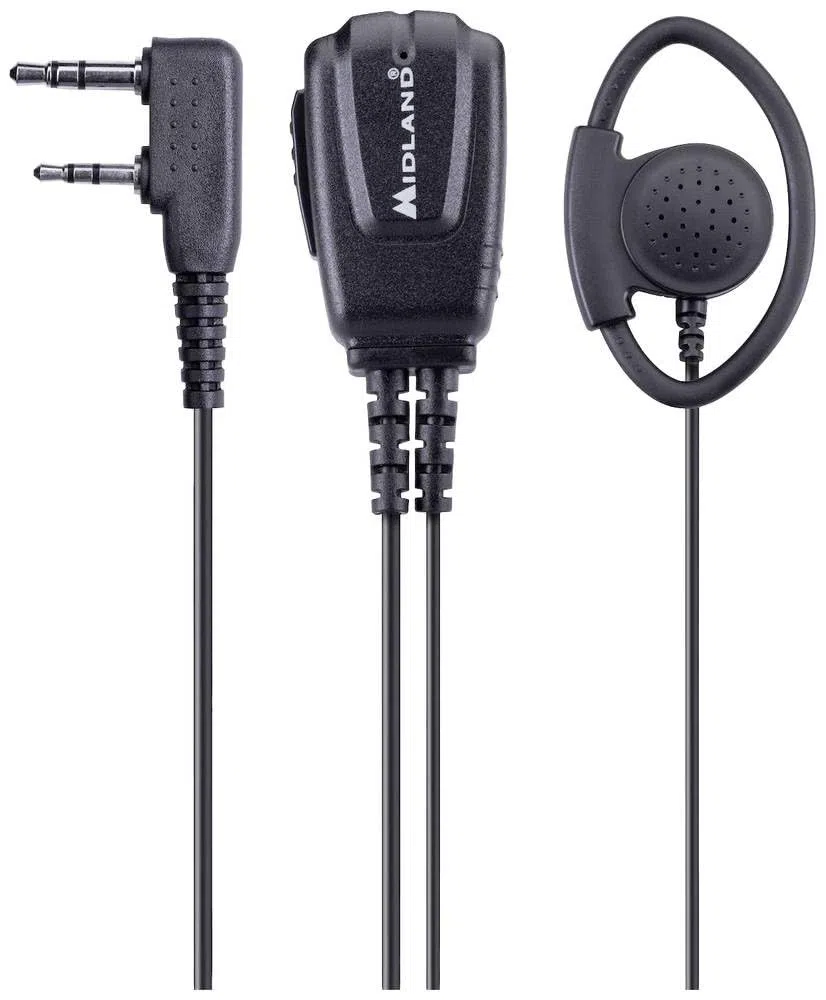 Midland - Microfono con Auricolare MA24-LK 2 Pin Kenwood, Cuffie con Filo Regolabile DX/SX Fissaggio Esterno, Auricolari con Clip Accessori Compatibile con Radio G10 Pro, G11 Pro, G13, CT590 S, CT990