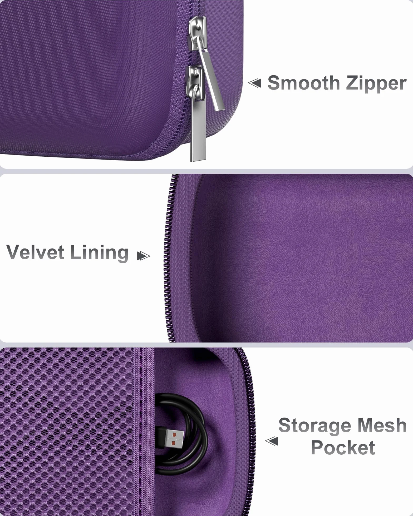ProCase Custodia da Viaggio per JBL Go 4 /Go 3/Eco Ultra/Go Essential 2, Custodia Protettiva per JBL Mini con Taschino Rete e Cinturino -Viola