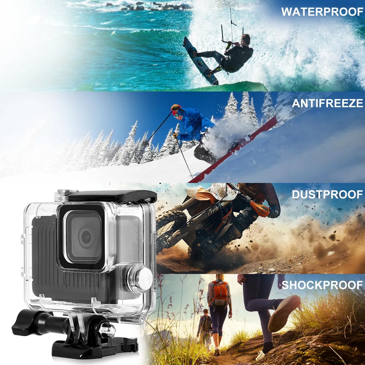 Custodia subacquea per GoPro HERO 4K 2024, PULUZ 60 m, custodia impermeabile con vite per fotografia fotocamera HERO 4K 2024