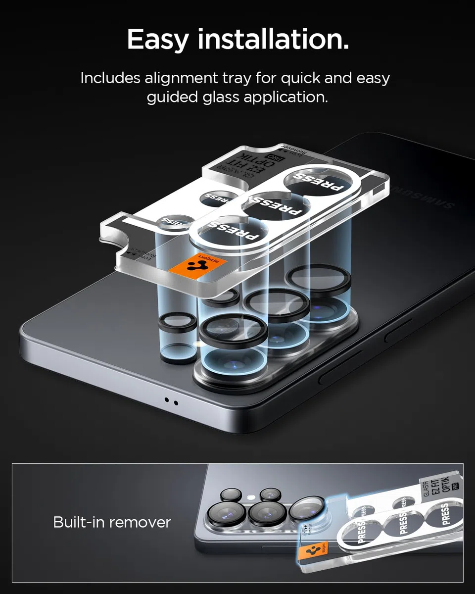 Spigen Glas.tR EZ Fit Optik Pro Protezione Fotocamera compatibile con Samsung Galaxy S26 Ultra, 2 Pezzi, Nero, Anello Individuale, Durezza 9H Pellicola prottetiva
