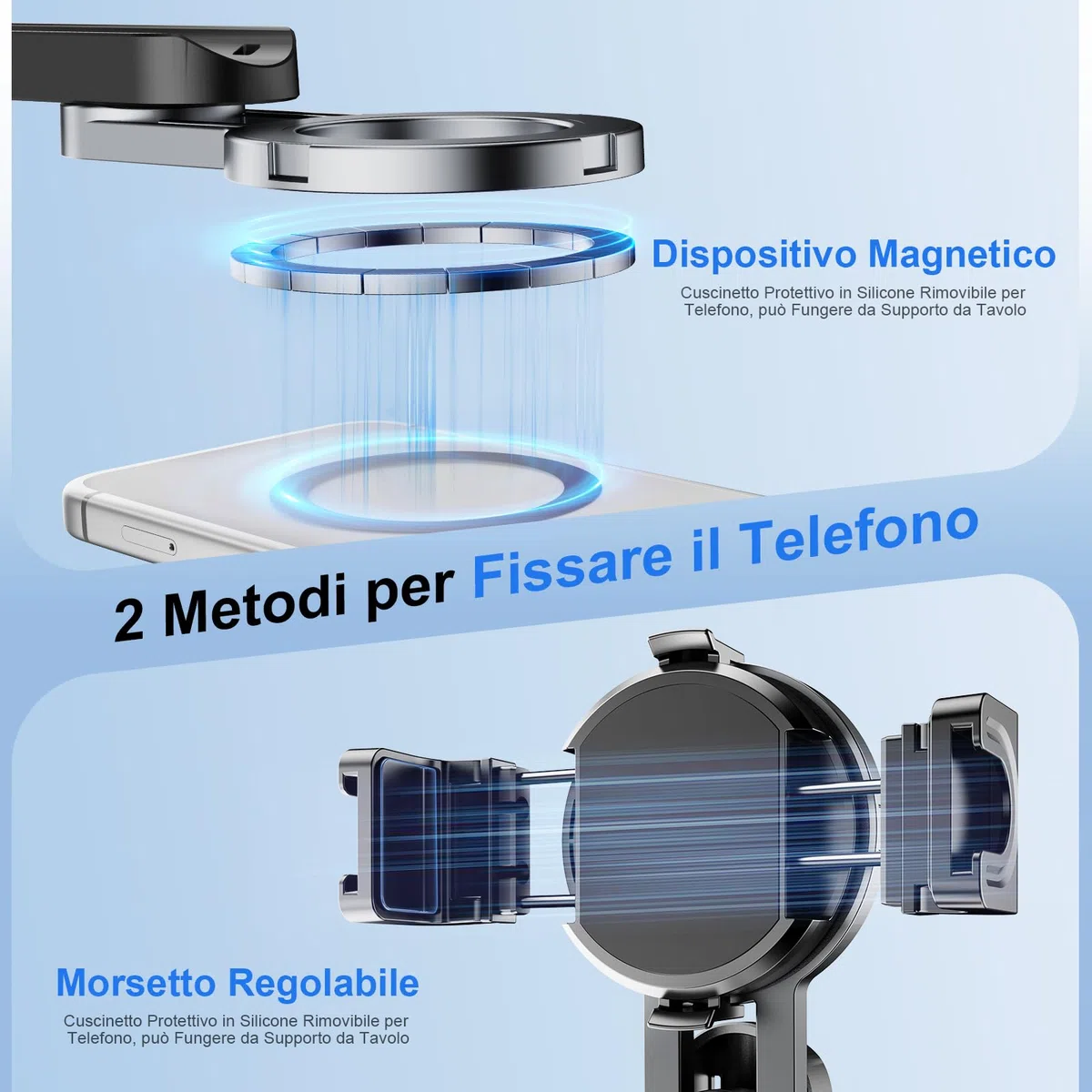 Treppiede magnetico mini 4-in-1 per smartphone, bastone selfie con telecomando Bluetooth rimovibile, zoom regolabile, slitta fredda, per iPhone e Android – pieghevole, ideale per vlog/fotografia