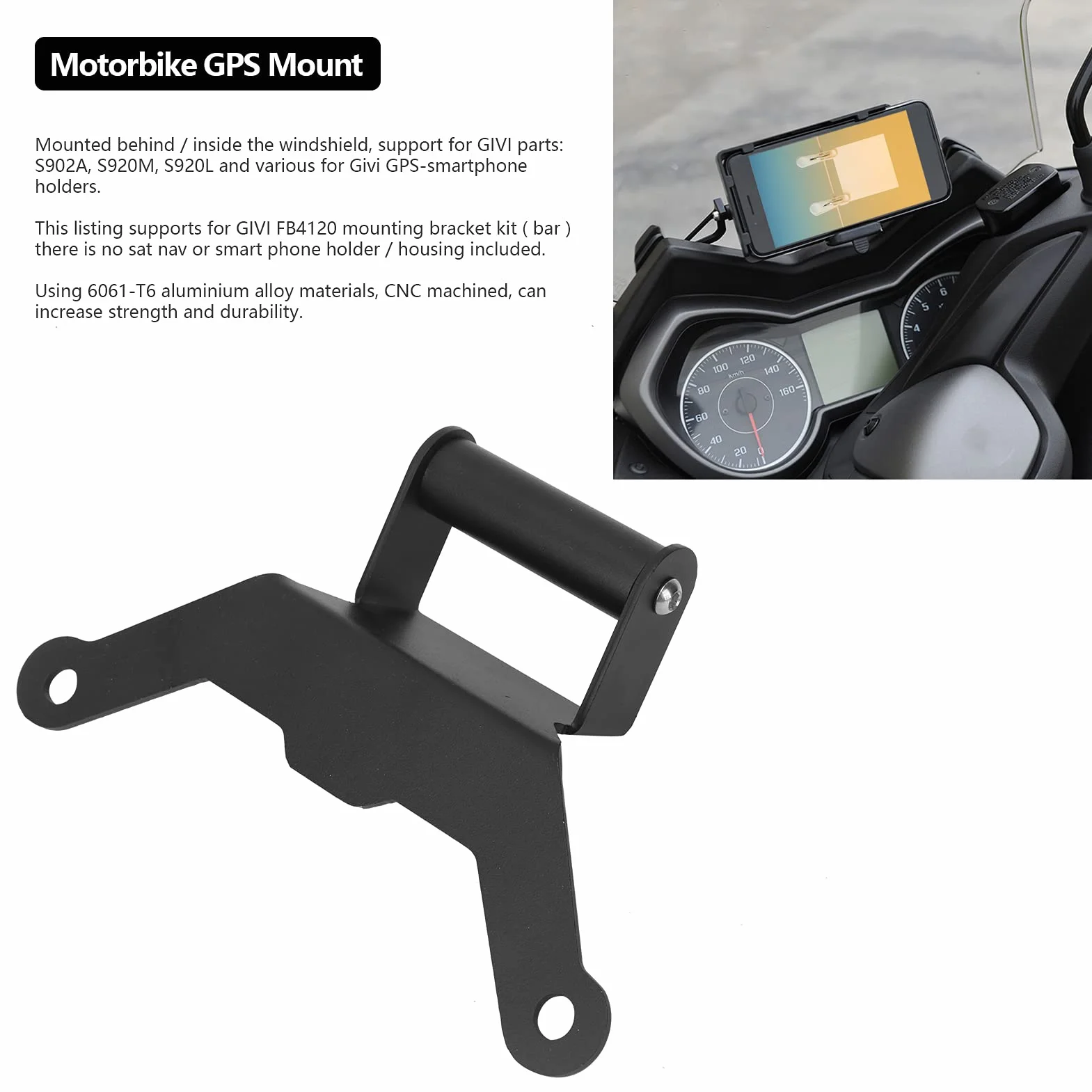 Supporto per navigatore Porta Cellulare per Moto,Supporto gps moto,ricambio in alluminio di precisione lavorato a CNC per Xmax 250/300/500 2018‑2021