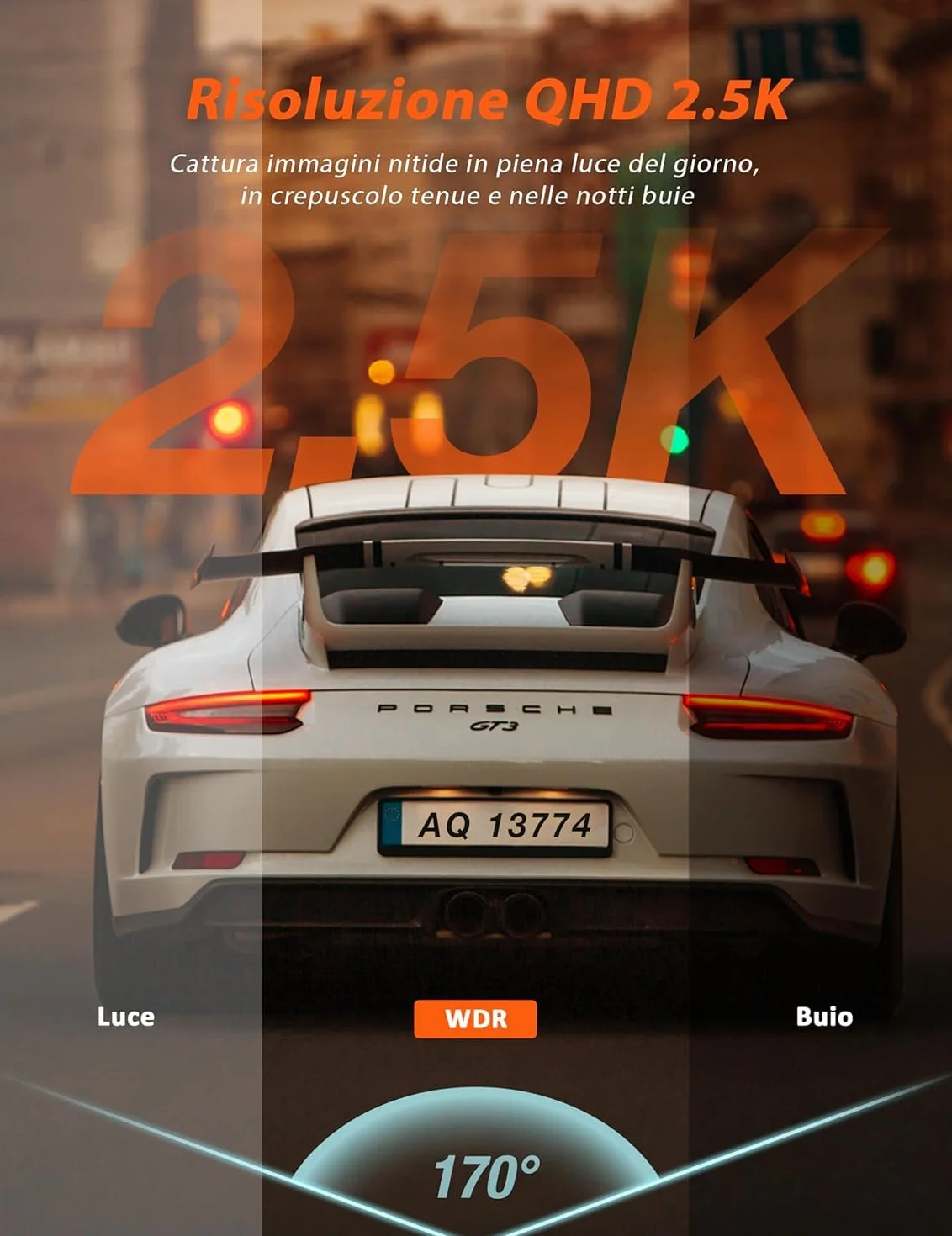 iZEEKER 2.5K Dash Cam Auto WiFi Dash Camera 1440P Visione Notturna WDR G-Sensor Registrazione in Loop