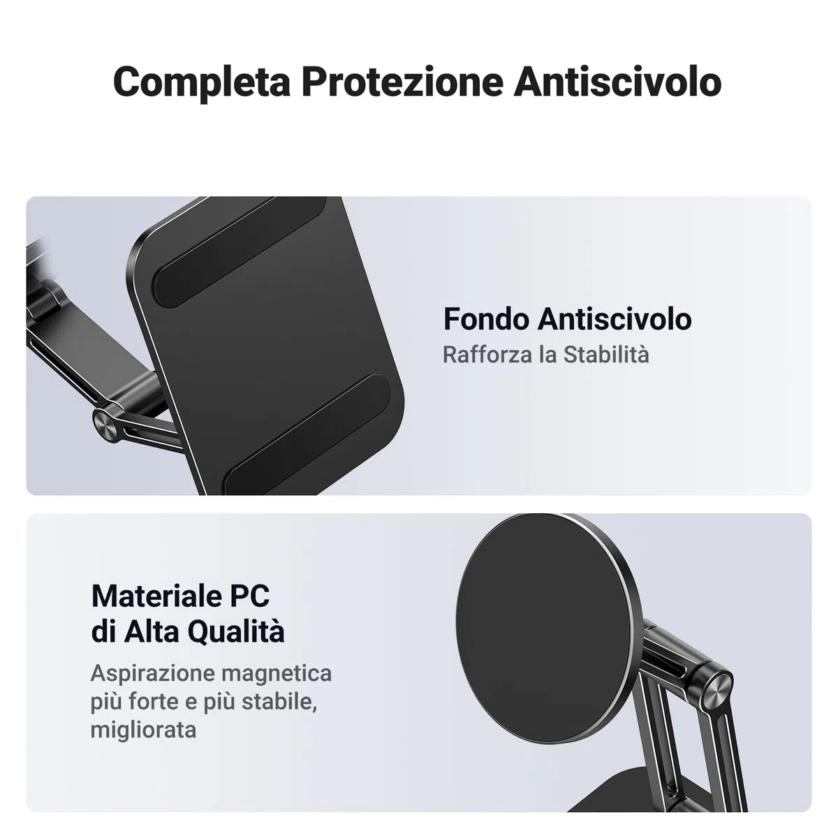 UGREEN Supporto Magnetico Magsafe da Tavolo Pieghevole con Anello in Metallo, Porta Cellulare Scrivania, Compatibile con iPhone 16 Plus Pro Max/15/14/13, Galaxy S23 Nero