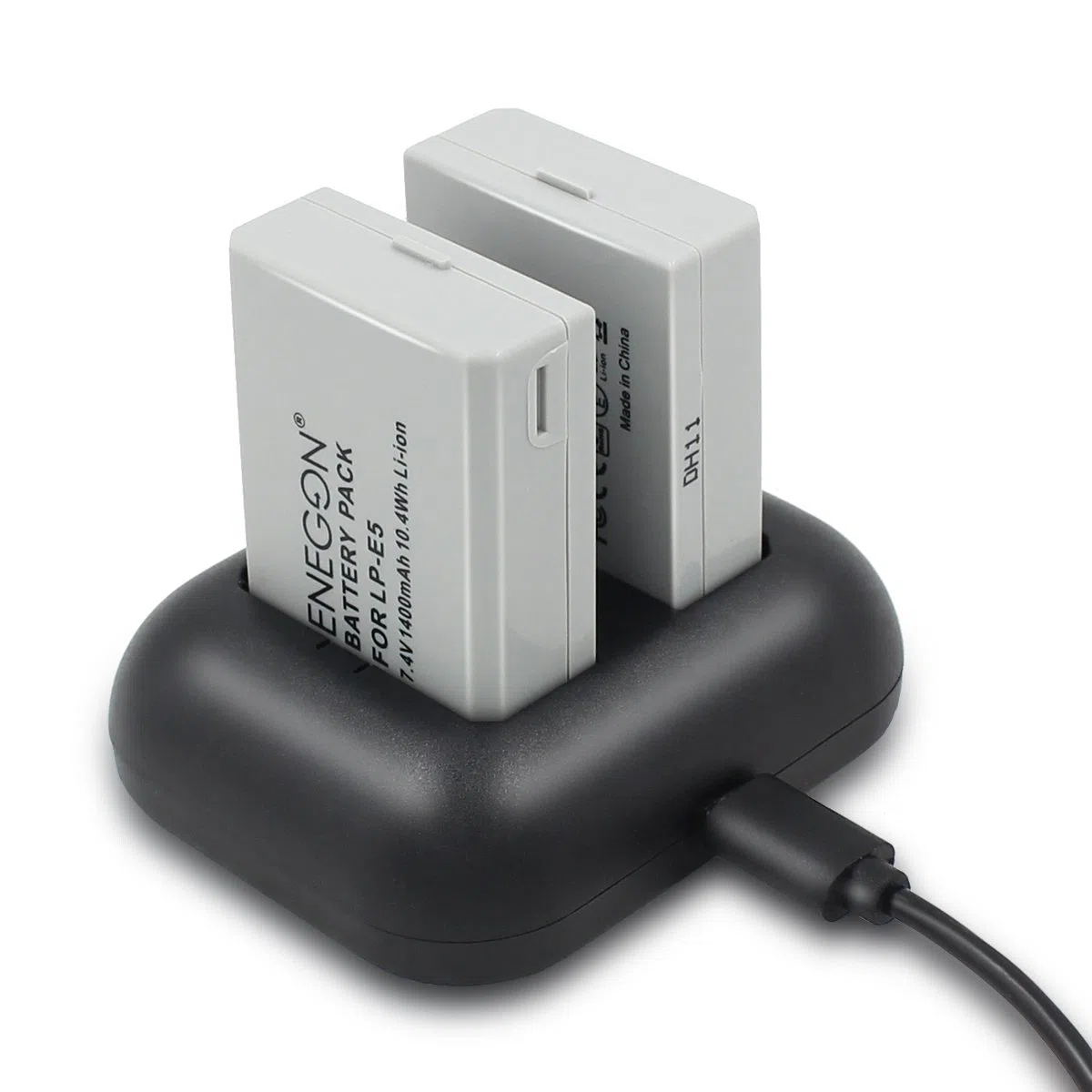 ENEGON Batteria di ricambio (2-Pack) e caricatore rapido doppio per Canon LP-E5 e Canon EOS Rebel XS, Rebel T1i, Rebel XSi, 1000D, 500D, 450D, Kiss X3, Kiss X2, Kiss F