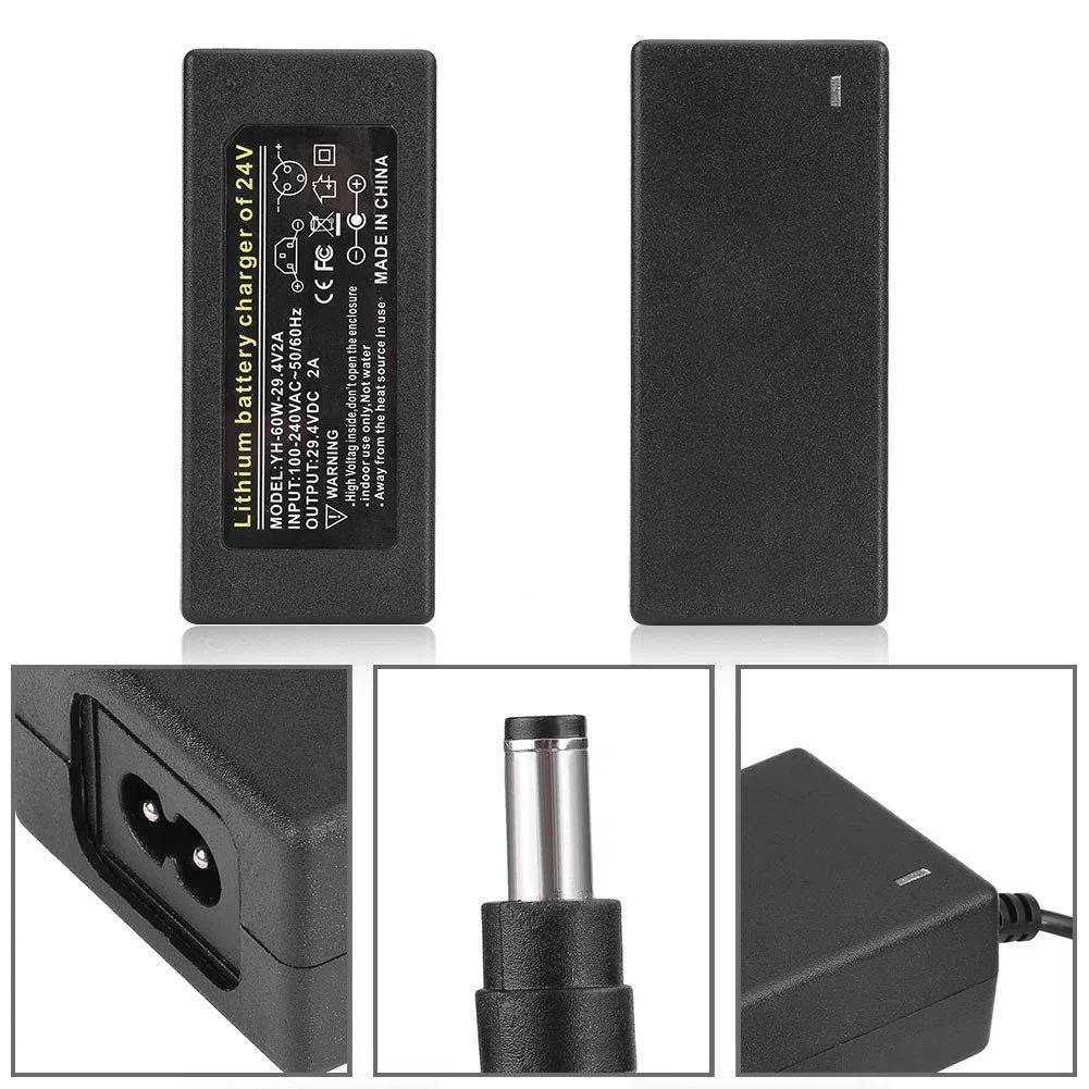 Asixx Alimentatore, 2A 29,4 V Adattatore Universale CC Alimentazione o Caricabatterie di Ricarica di Sicurezza, Cavo Adattatore di Alimentazione per Batteria al Litio Spina USA(EU Plug)