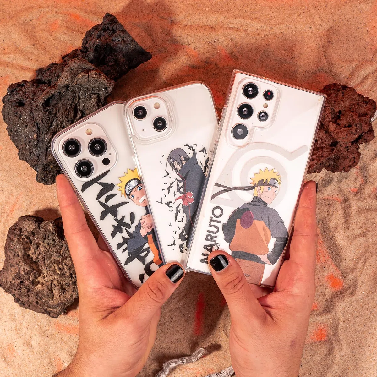 Custodia per iPhone 14 ufficiale Naruto, Akatsuki per proteggere il tuo cellulare. Custodia in silicone liquido nero flessibile con licenza ufficiale