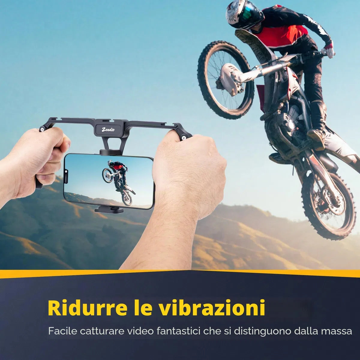 Zeadio Stabilizzatore per Smartphone in Alluminio - Supporto Video Pieghevole per Cellulare, Custodia per Filmati, Treppiede per iPhone
