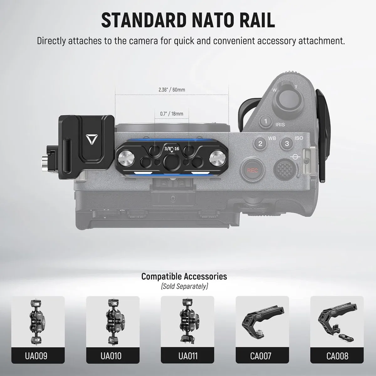 NEEWER FX3/FX30 Cage Gabbia per Fotocamera con Morsetto per Cavo HDMI, Guida NATO, Fori ARRI da 3/8", Filettatura 1/4" Compatibile con Sony FX3 FX30 Maniglia XLR Originale, Compatibile con DJI RS2 RS3