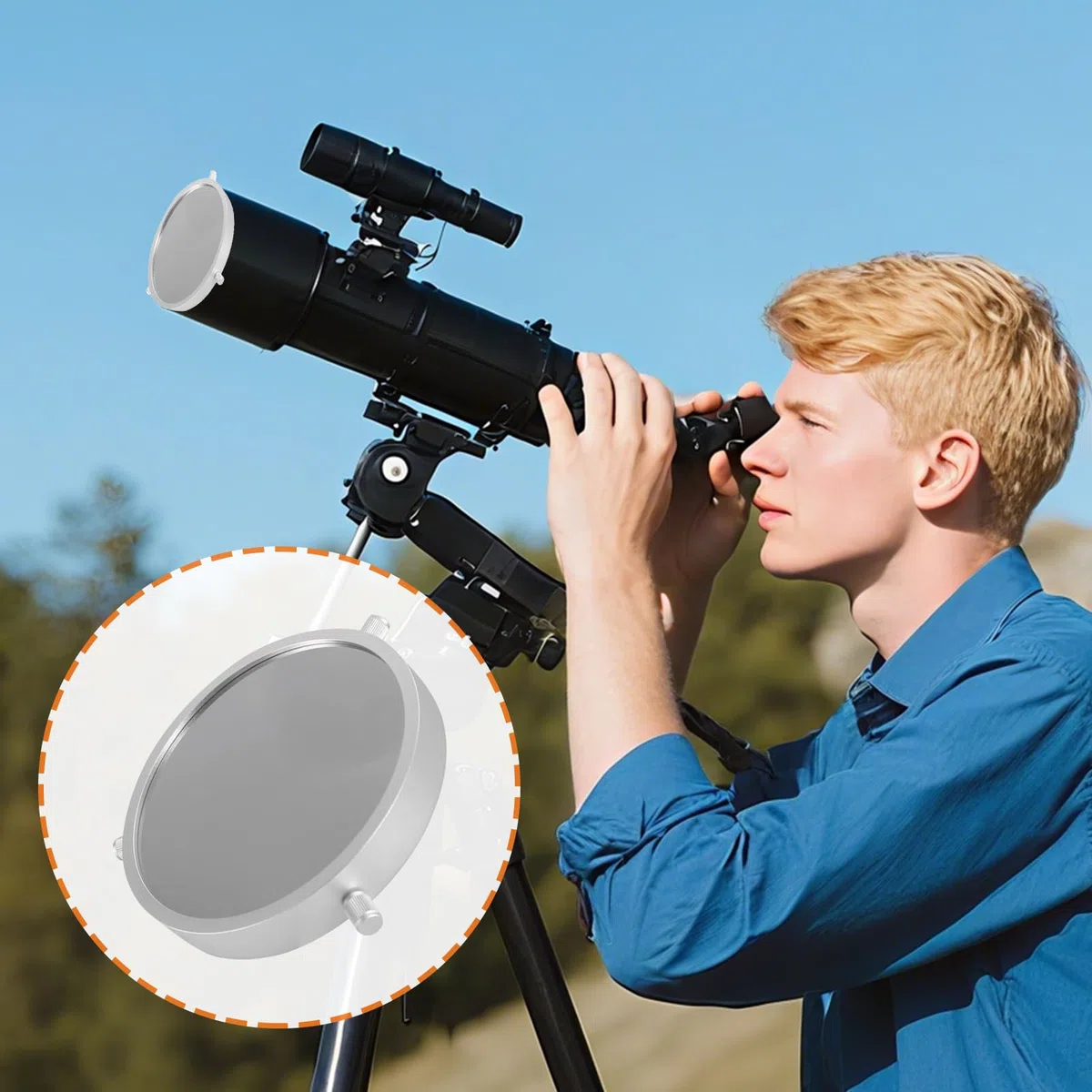 Filtro Pellicola Astronomico Per Telescopi,Filtro Retrattile per Macchie - Accessorio Portatile per Telescopio per la Riduzione della Luce Solare per l'Osservazione Diurna delle Macchie