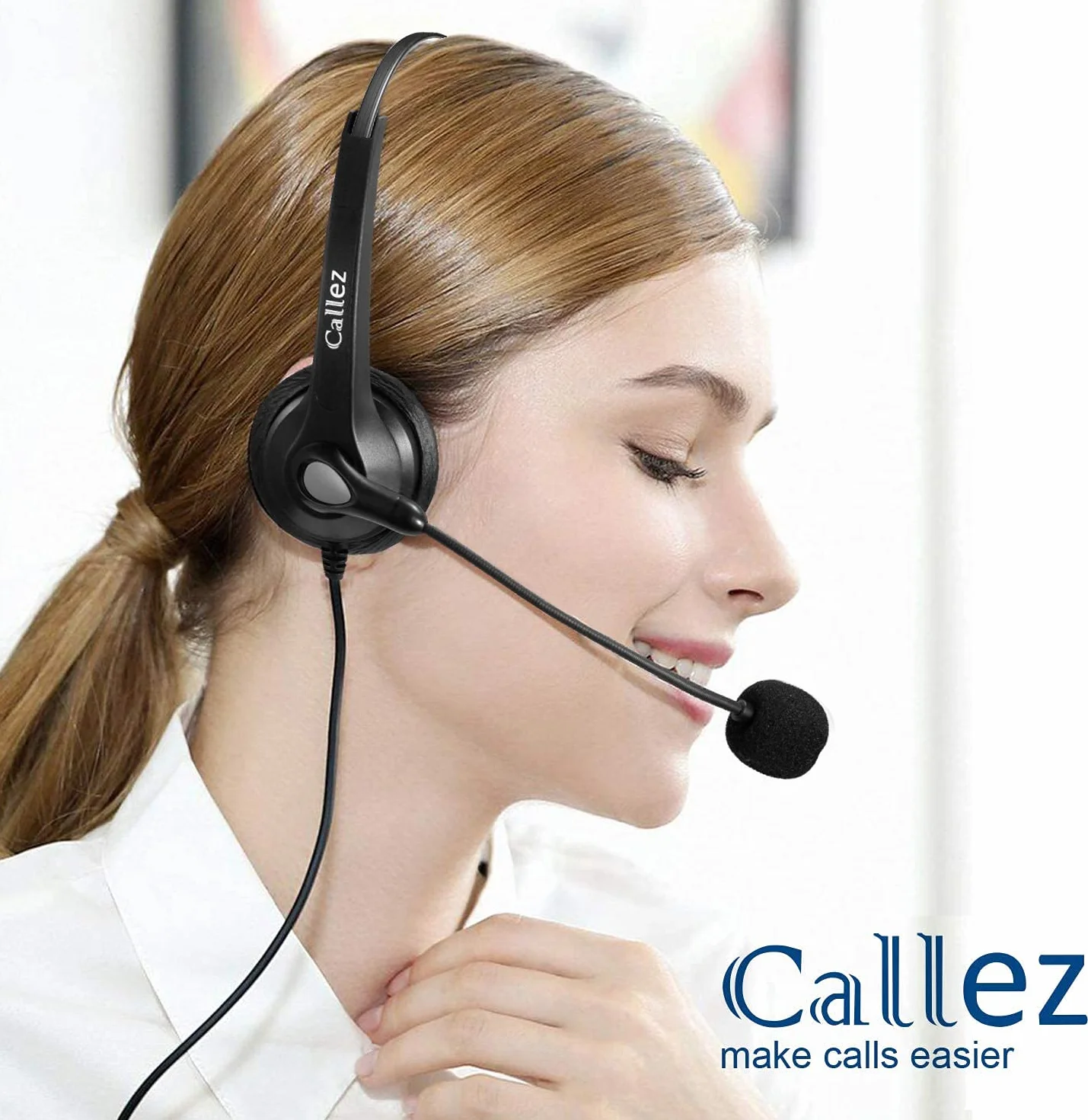 Cuffie Telefono Fisso con Microfono a Cancellazione del Rumore, Auricolare RJ9 Compatibile con Grandstream GXP1630 1620 1610 Yealink SIP-T21P T23G T41 T46 Snom D785 D710 Avaya 1608 1616 9611G Telefoni