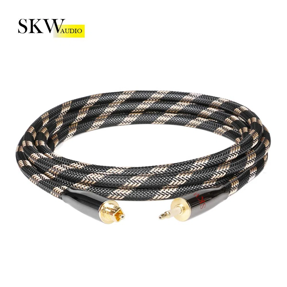 SKW Cavo Mini TOSLINK, cavo ottico audio digitale Toslink a Mini Toslink (S/PDIF), trasmette segnali audio digitali a TV/Amplificatore/Apparecchio HiFi (2M, nero)