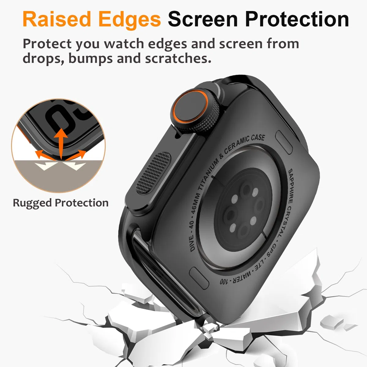 Amizee 2 in 1 Metallo Cover Compatibile con Apple Watch Serie 11/10 46mm, Rigida PC Anti-Graffio Metallo Cornice con Copertura Posteriore Protezione Custodia per iWatch 46mm, Nero