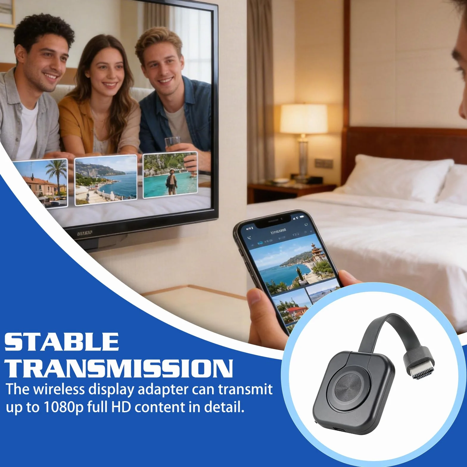 Adattatore Wireless HDMI 4K HD, Display Adattatore con Screen Mirror per Miracast/DLNA/AirPlay, HDMI Dongle compatibile con Android, OS, Windows, TV, proiettore, laptop, smartphone, tablet monitor
