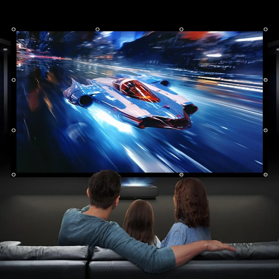 Proiettore di tela 16:9 HD, pieghevole, per home theater, scuola ed esterni, proiettore (120 pollici)