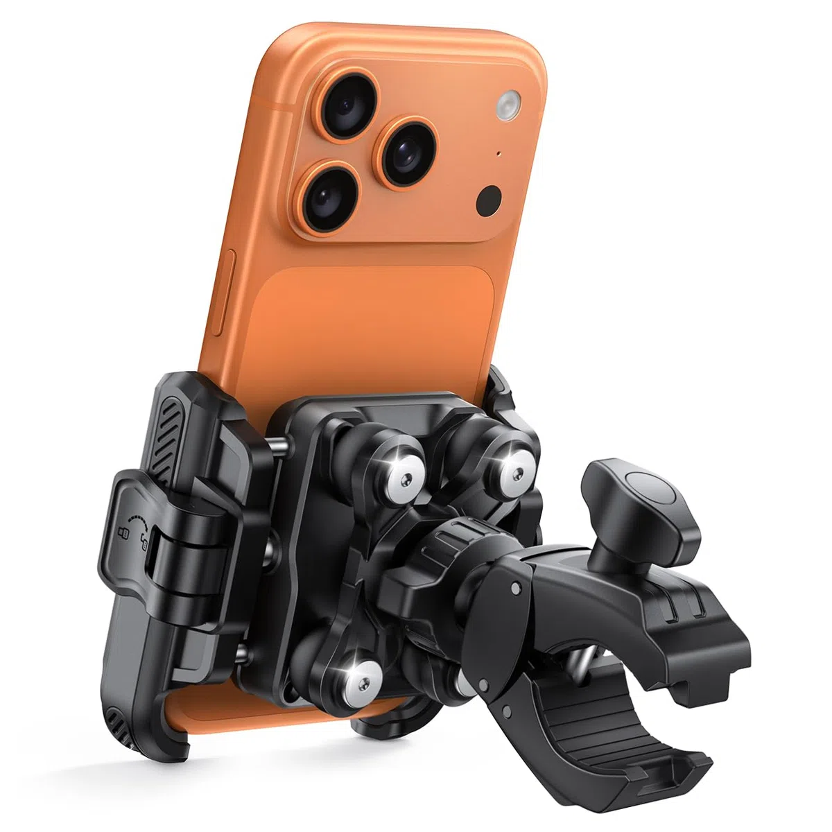 Lamicall Supporto Telefono Moto, Porta Telefono Bicicletta – [Non Copre Fotocamera] [Doppio Ammortizzatore] 1S Sblocco, 360° Rotazione, Porta Cellulare Manubrio per iPhone e Altri Smartphone da 6-7,2"