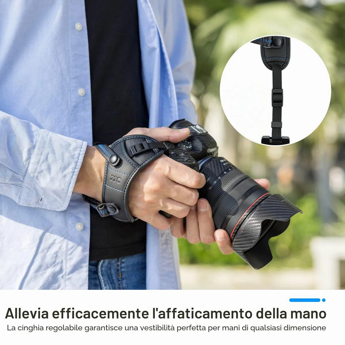 JJC Impugnatura con cinghia da polso per fotocamera DSLR (con piastra tipo Arca)