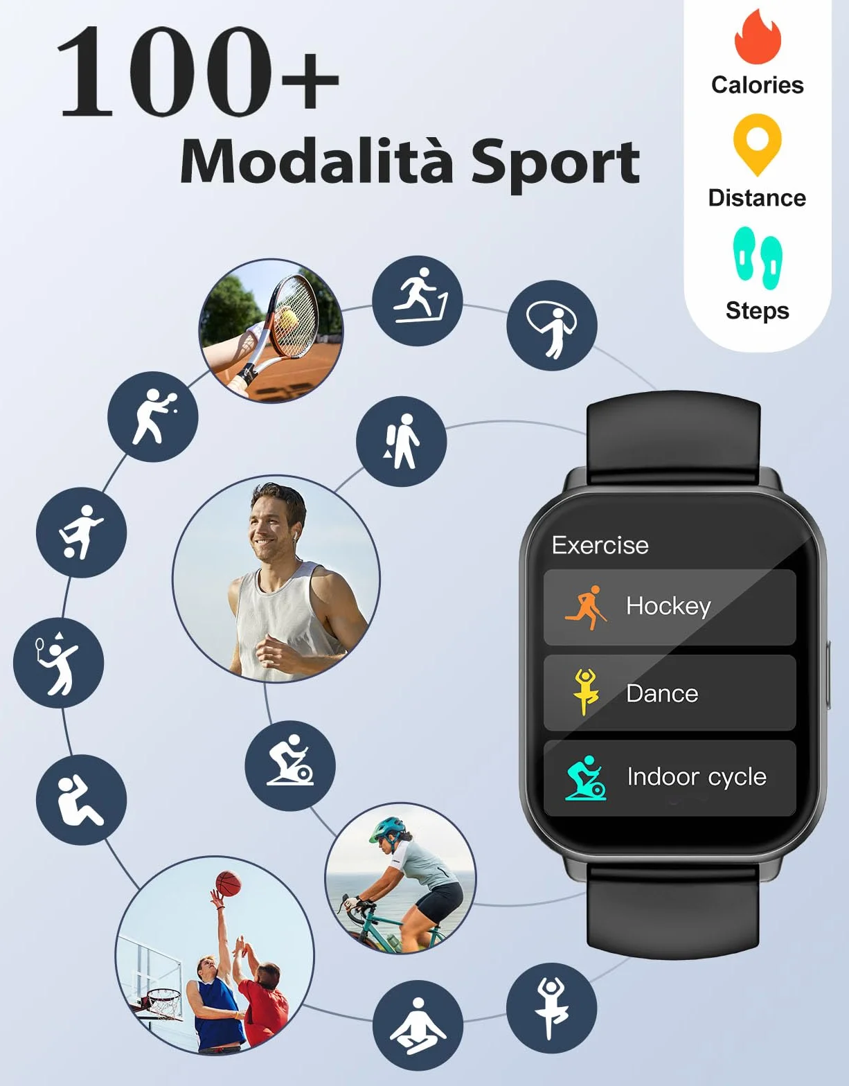 RUIMEN Smartwatch Uomo Donna Chiamate Bluetooth Orologio Contapassi Android iOS Compatibile Fitness Watch Sportive Cardiofrequenzimetro da polso Saturimetro Impermeabile IP68 Notifiche Whatsapp Nero