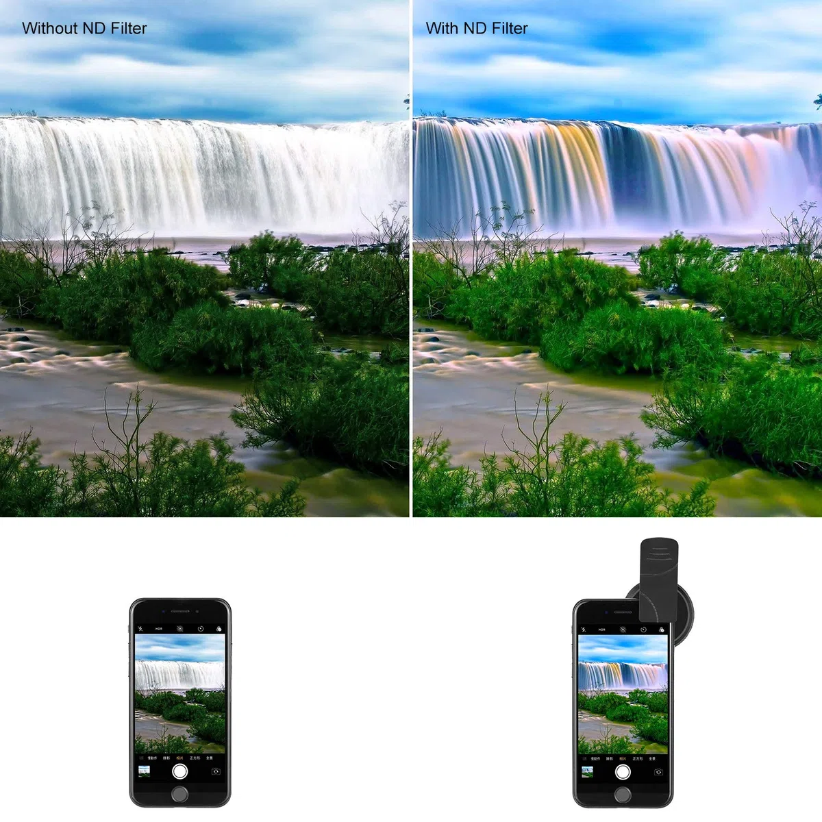 NEEWER Kit di Filtri per Fotocamere con Clip su ND2-ND400 da 37mm: Filtro a Densità Neutra Regolabile con Clip per Telefono Compatibile con iPhone 14/14Pro/14Pro Max Samsung Smartphone Android iPad