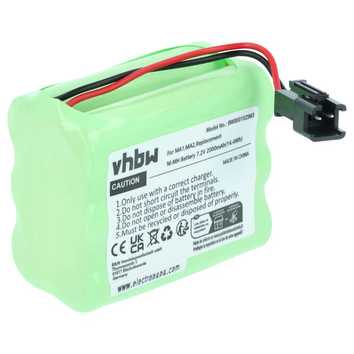 vhbw batteria compatibile con Tivoli Pal, iPal digital radio (2000mAh, 7,2V, NiMH)
