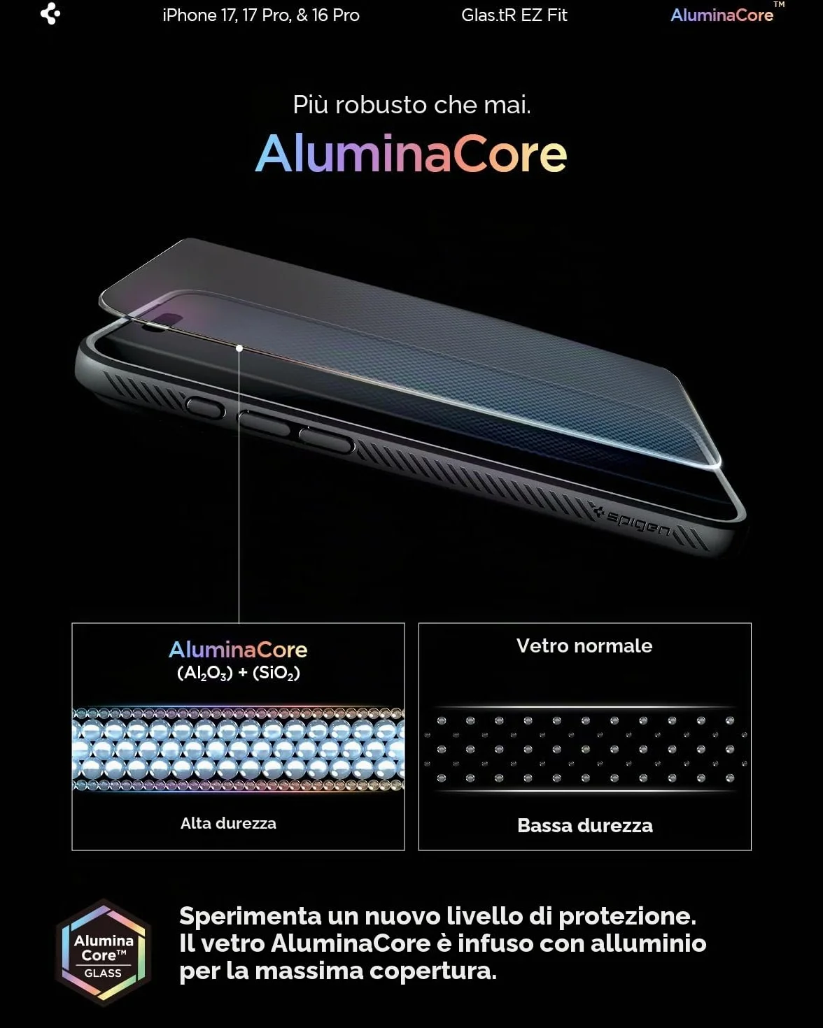 Spigen Glas.tR EZ Fit Vetro Temperato compatibile con iPhone 17 Pro, iPhone 17, iPhone 16 Pro, 2 Pezzi, Installazione Facile, Cristallino, Durezza 9H Pellicola prottetiva