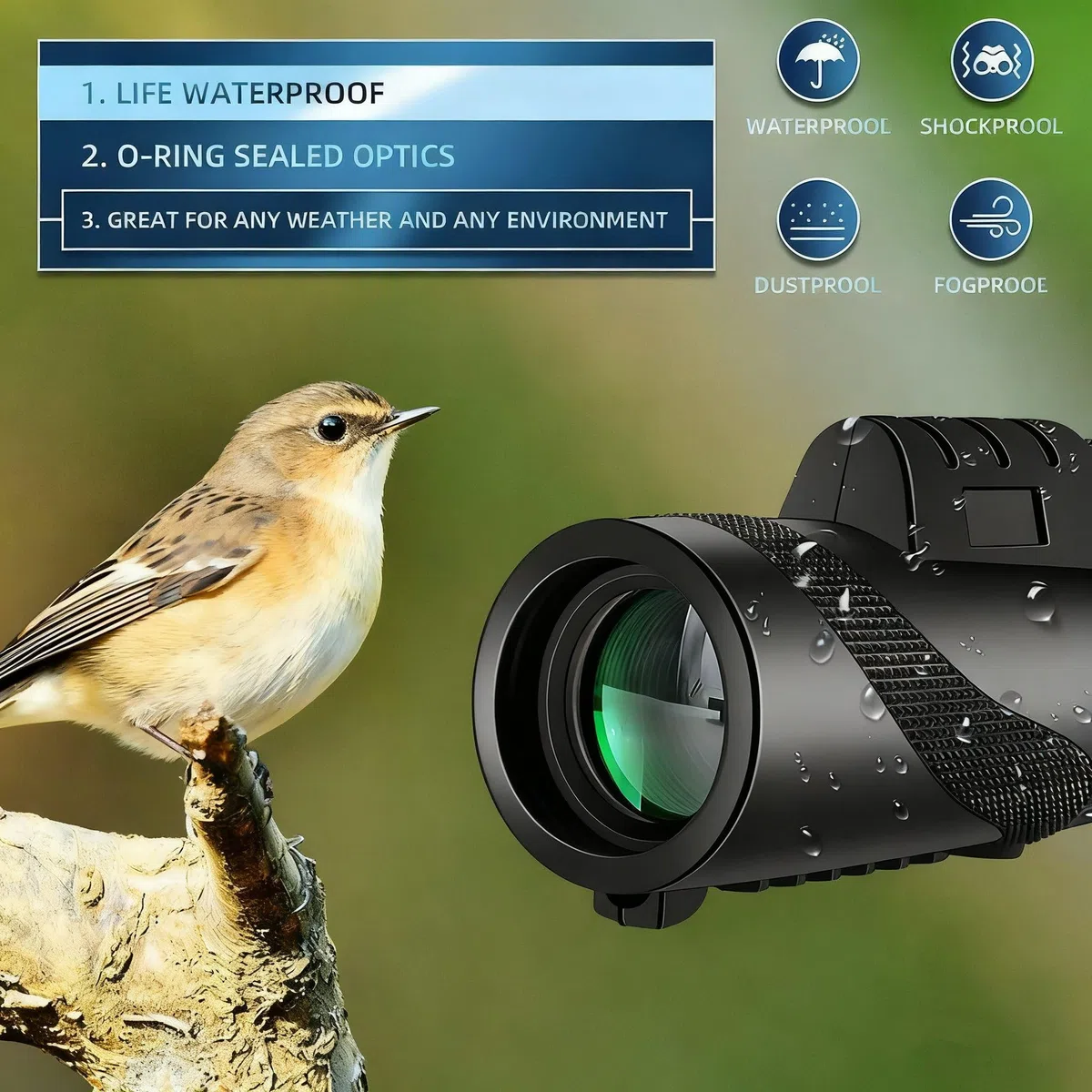Mengshen 10x40 Telescopio Monoculare Pro Kit con Adattatore Universale Telefono Treppiede per Smartphone Digiscoping Fotografia