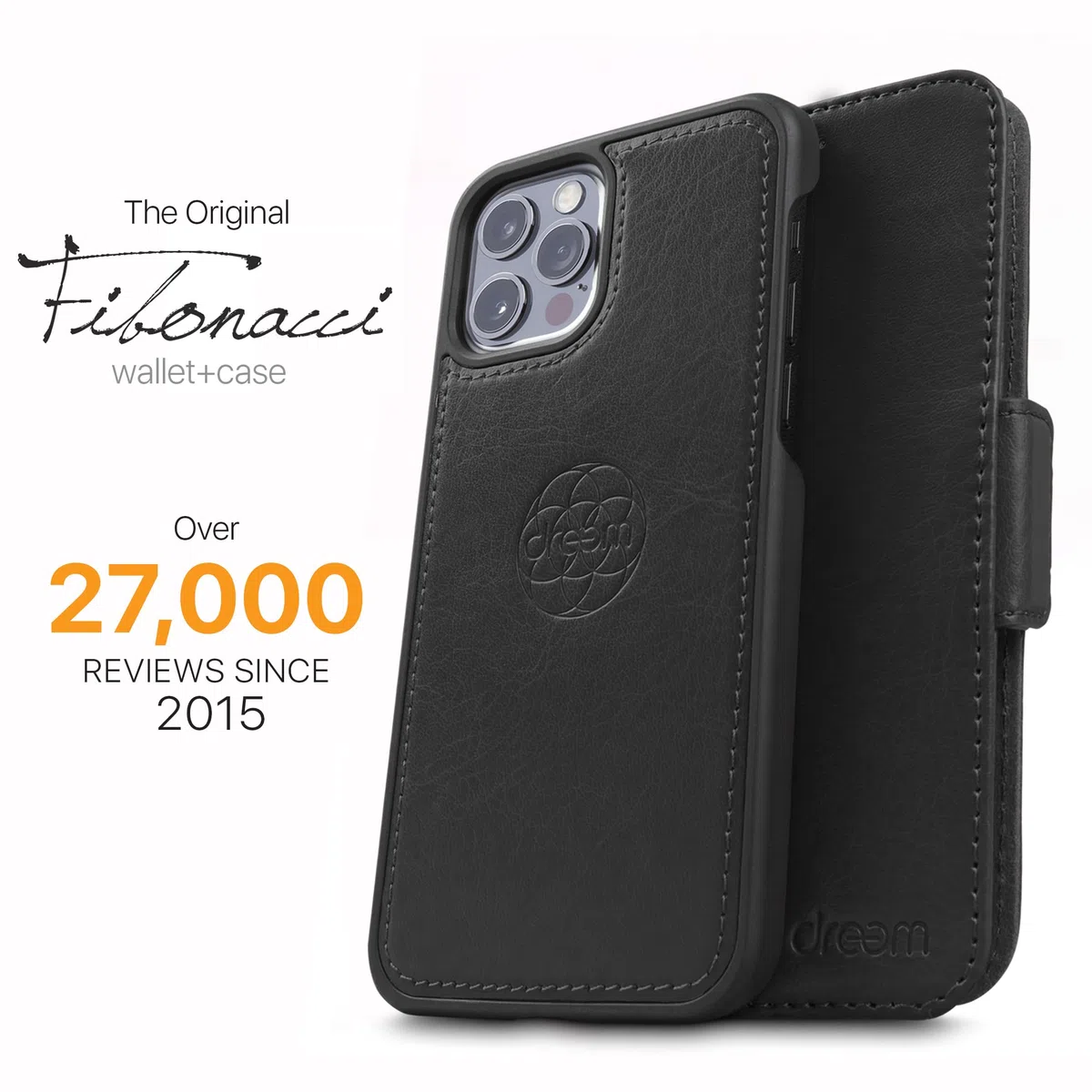 dreem Fibonacci 2in1 Custodia Portafoglio in Pelle per iPhone 12 Pro Max | Cover iPhone Magnetica Antiurto TPU Sottile | Protezione RFID | 2 Posizioni | Confezione Regalo – Nero