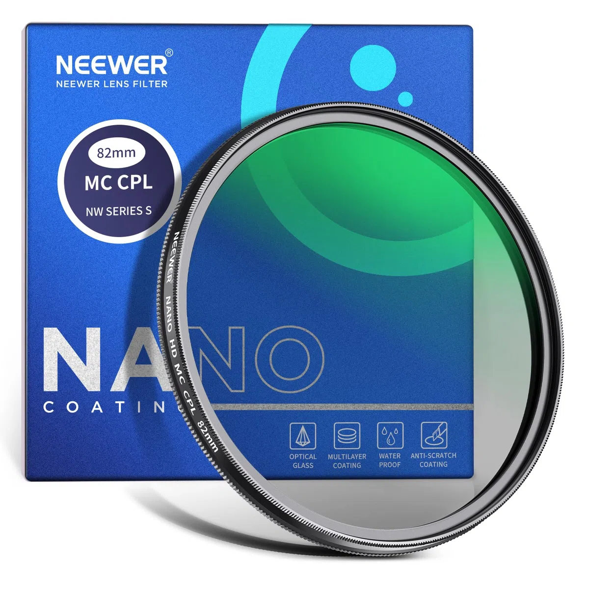 NEEWER Filtro Polarizzatore 82mm, Filtro Polarizzatore Circolare MC CPL con Rivestimento Nano Resistente a 24 Strati e Vetro Ottico HD/Ultrasottile,Riduce Riflesso/Aumenta Contrasto/Ridurre bagliore