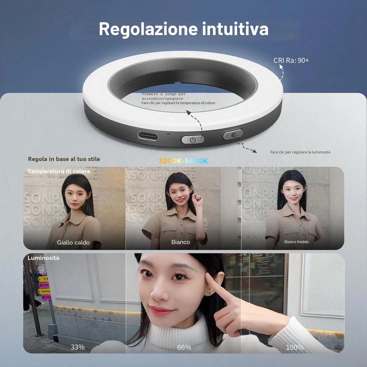 SMALLRIG Vibe P30 67mm Ring LED Video Light, Luce Bicolore Compatta in Polvere con CRI Elevato ≥90, Compatibile con Supporti/Custodie/Obiettivi per Telefono da 67mm, per Creazione di Contenuti - 4873