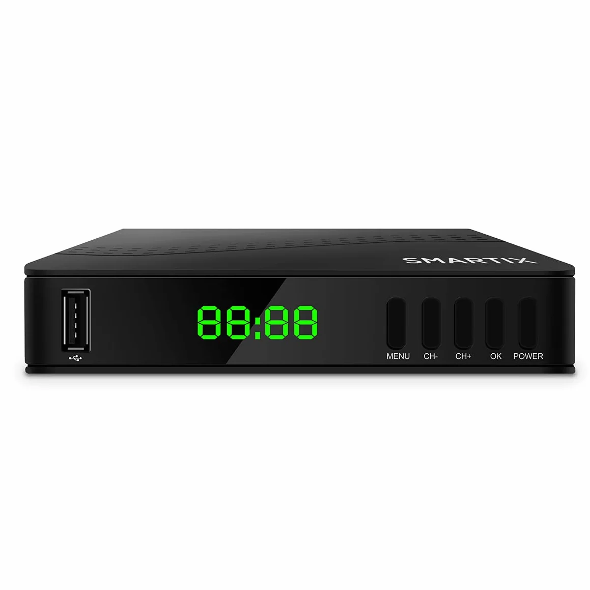 Atlantis SMARTIX DH17 Decoder Digitale Terrestre DVB T2 HEVC H.265 mpeg2/mpeg4 H264 Media Player Porta USB. HDMI e SCART Telecomando Learning, Main 10, Nero