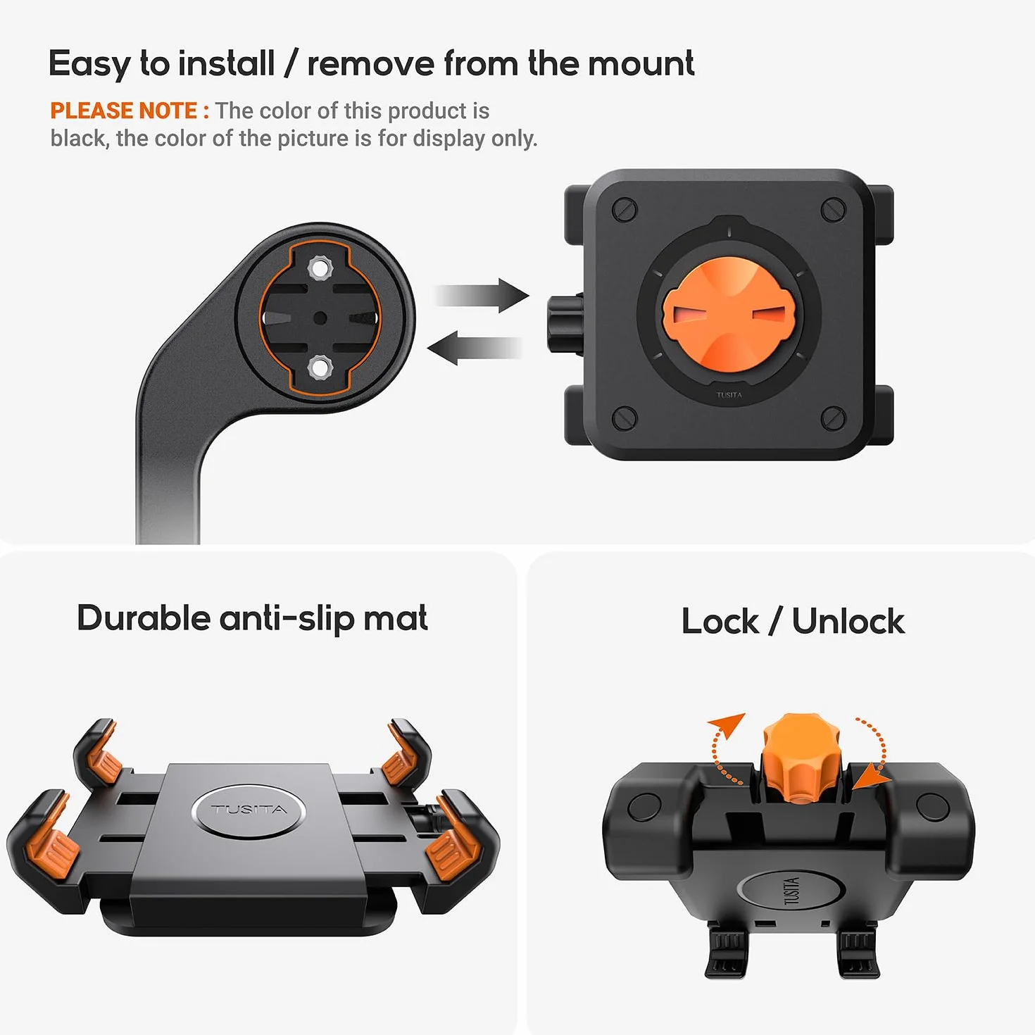 TUSITA Supporto per Telefono da Bicicletta Compatibile con Garmin Mount, 4.0"-6.9"