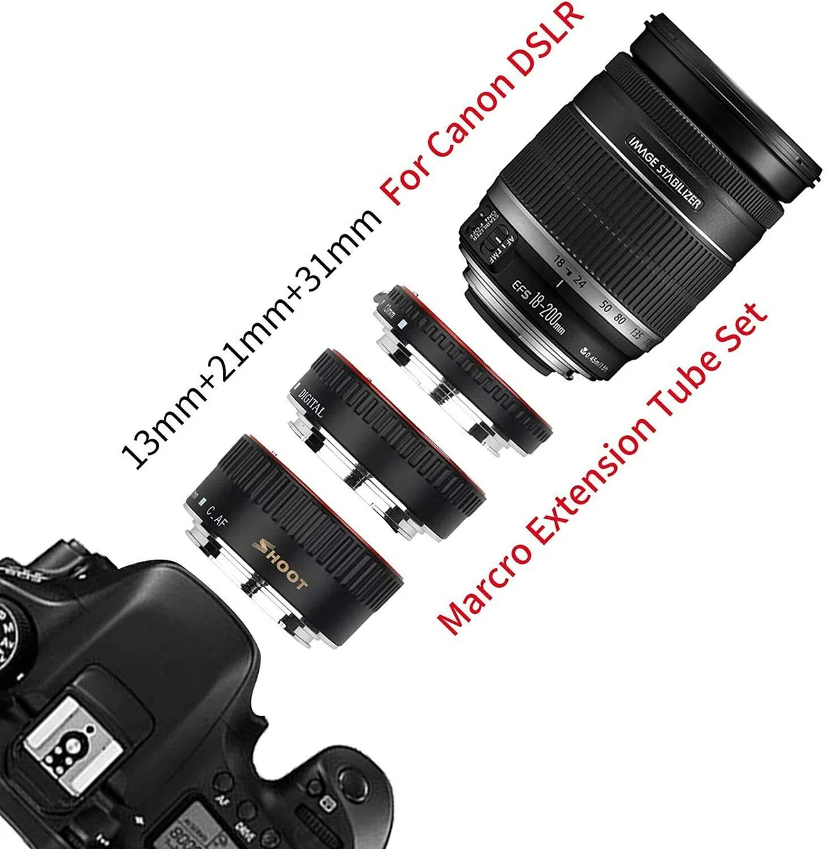 Set di tubi di prolunga macro per messa a fuoco automatica per fotocamere Canon EOS EF DSLR 1100D 700D 650D 600D 550D 500D 450D 400D 350D 300D 100D 70D