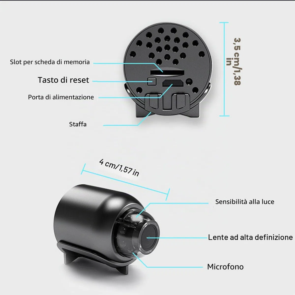 Mini Telecamera Wi-Fi per Visione Notturna Monitoraggio Remoto Telecamera di Sicurezza per Rilevamento Mobile per Interni Domestici