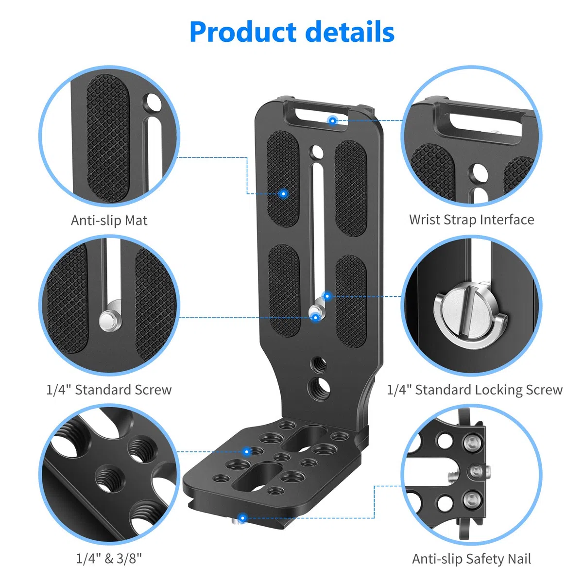 NEEWER Staffa a Forma di L Piastra QR Verticale Staffa Universale per Fotocamera DSLR con Base Arca a Vite 1/4" Compatibile con DJI Ronin Zhiyun Weebill Nikon Canon Sony Panasonic(Nera)