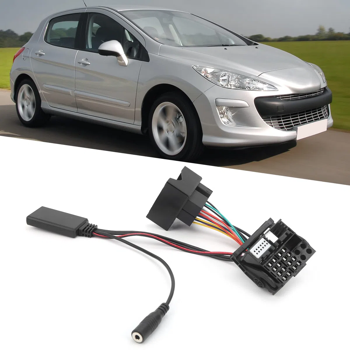 Adattatore audio per auto, adattatore audio per cavo 5.0 ‑IN per auto adatto per Citroen C2/C3/C4/C5/C6 con microfono